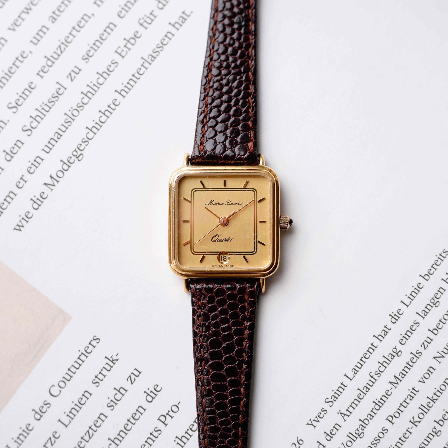 Maurice Lacroix Tank: Vintage Ladies Watch 80s Golden Champagne Dial