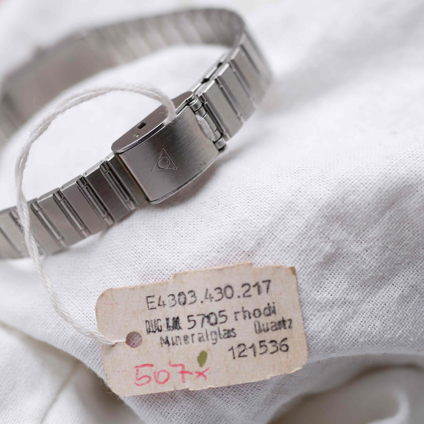 Dugena Tank: Vintage Ladies Silver Watch 90s White Dial - NOS