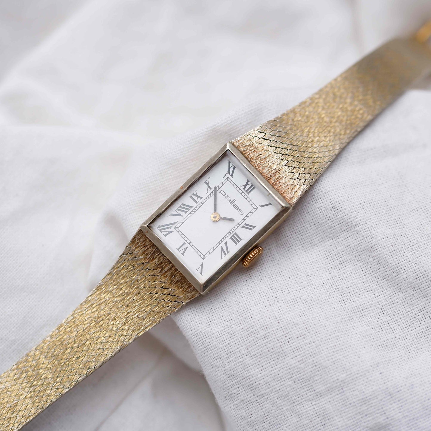 Pallas Tank Watch: Vintage Ladies 60s Golden Mechanical with Roman Numerals