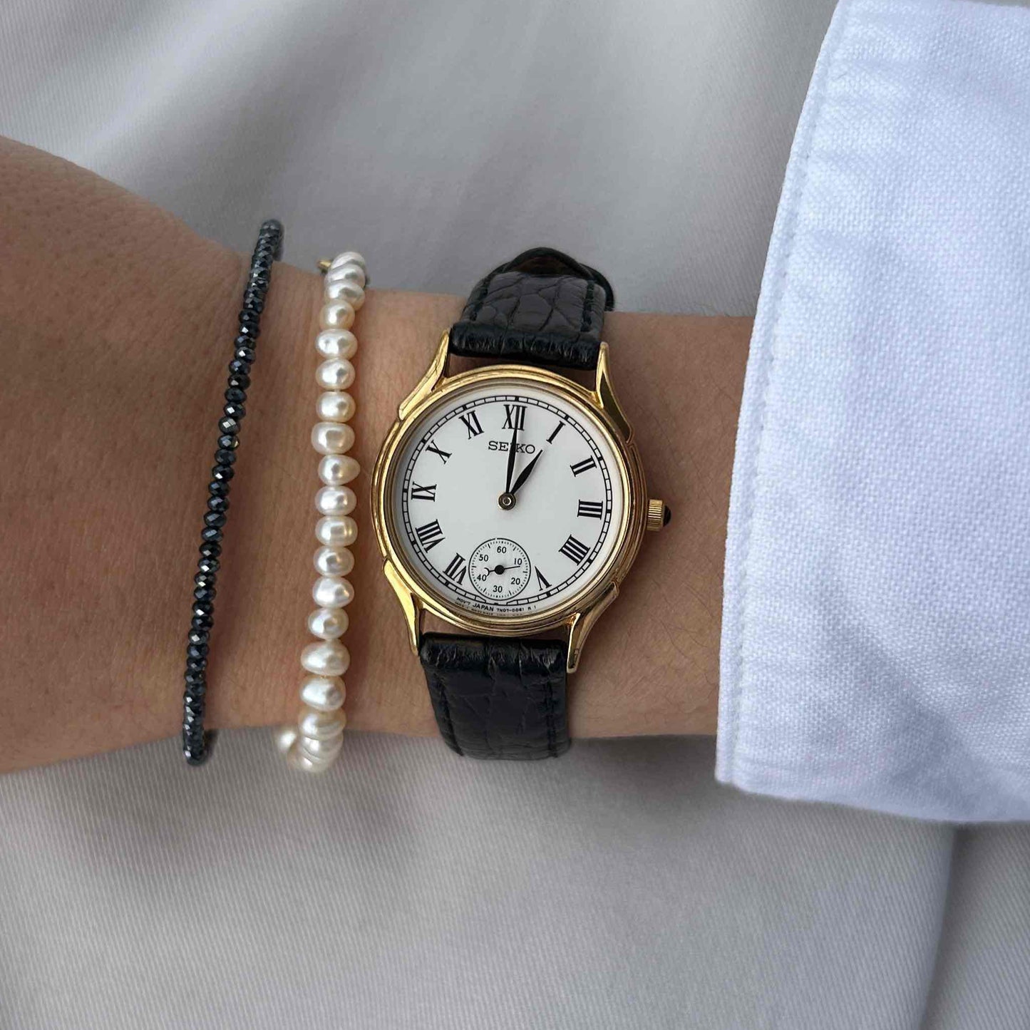 Seiko Vintage Watch: Ladies 90s Gold with White Roman Dial