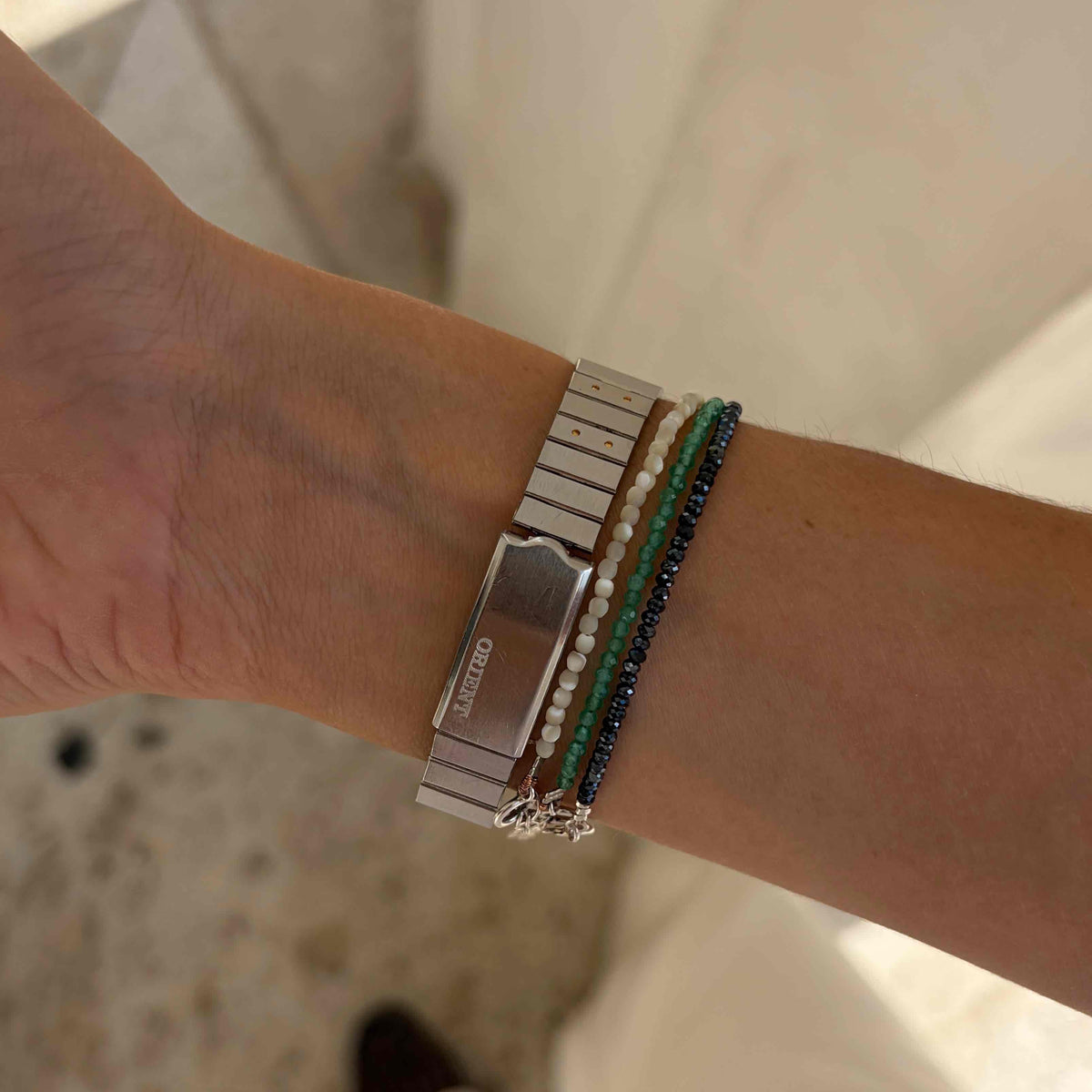 Orient Tank Watch: Ladies Vintage 80s Champagne Dial Two-Tone Bracelet