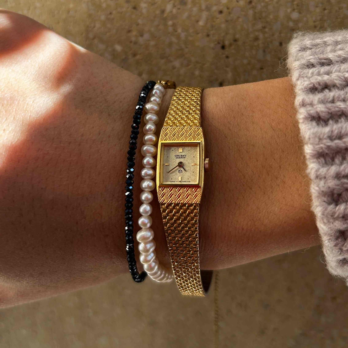 Orient Vintage Watch: 90s Cocktail Ladies Golden Rectangular Style