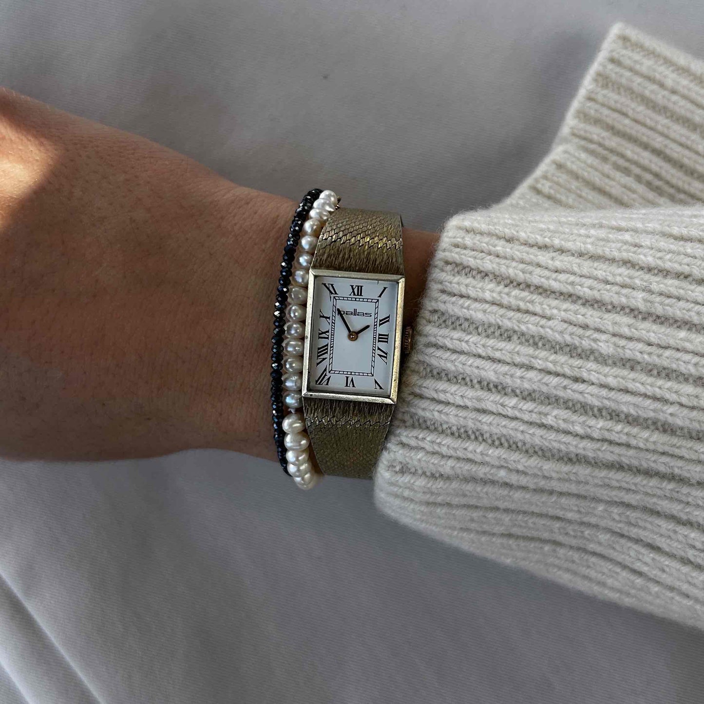 Pallas Tank Watch: Vintage Ladies 60s Golden Mechanical with Roman Numerals