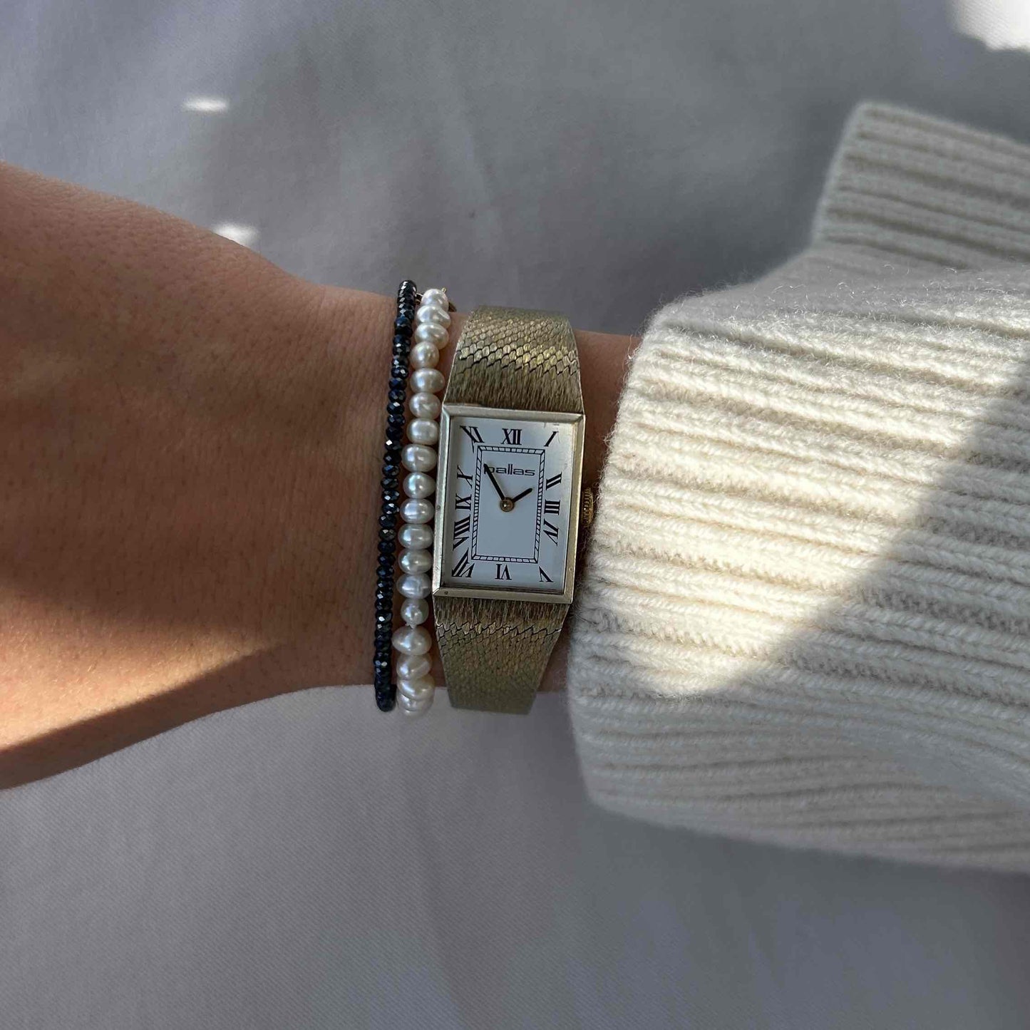 Pallas Tank Watch: Vintage Ladies 60s Golden Mechanical with Roman Numerals