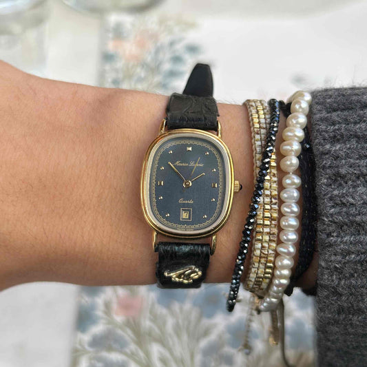 Maurice Lacroix Tank: Vintage Ladies Watch 90s Blue Dial Golden Roman Numerals