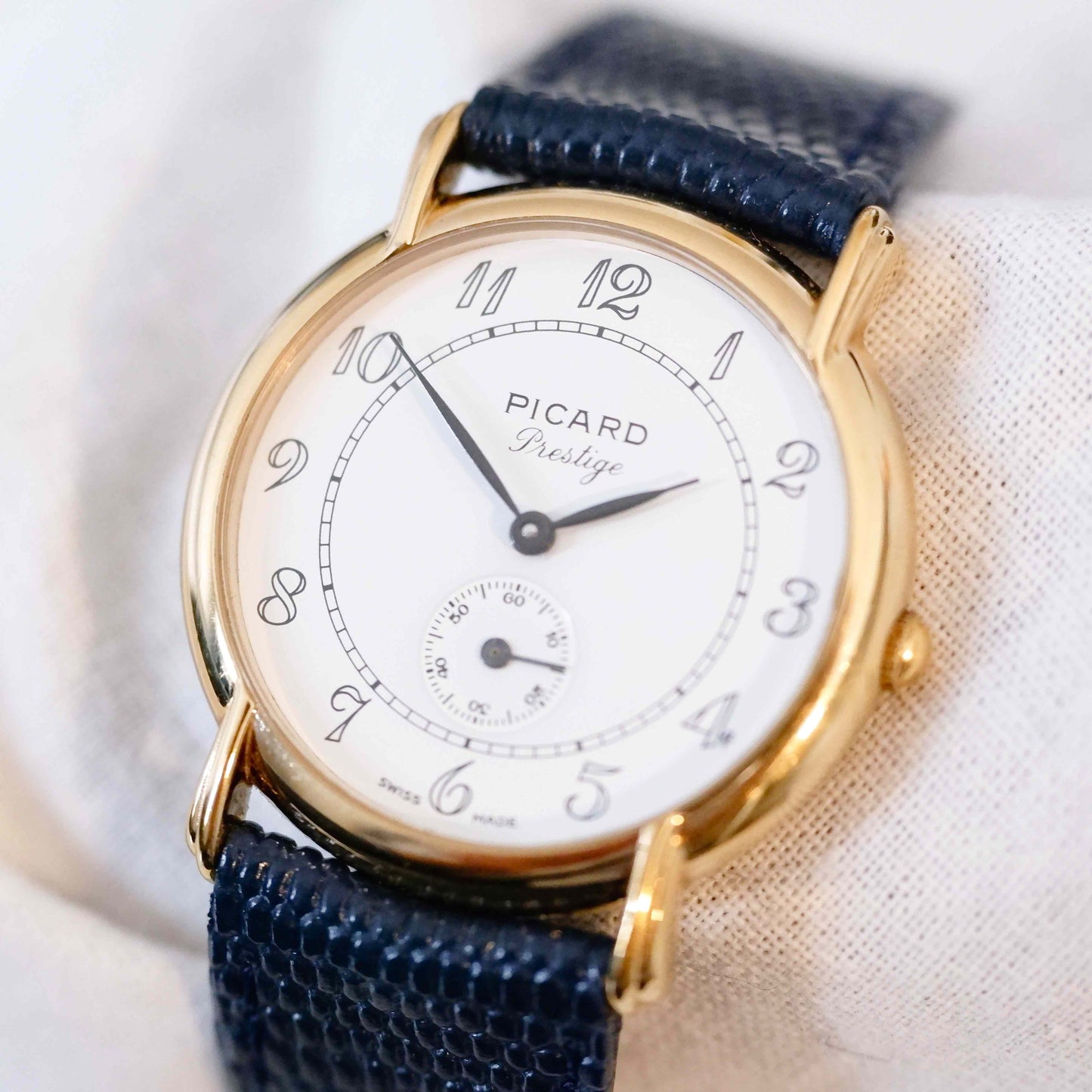 Picard Prestige Vintage Ladies Watch: 90s Golden Two Hand with Classic Small Second | Slight Right Side