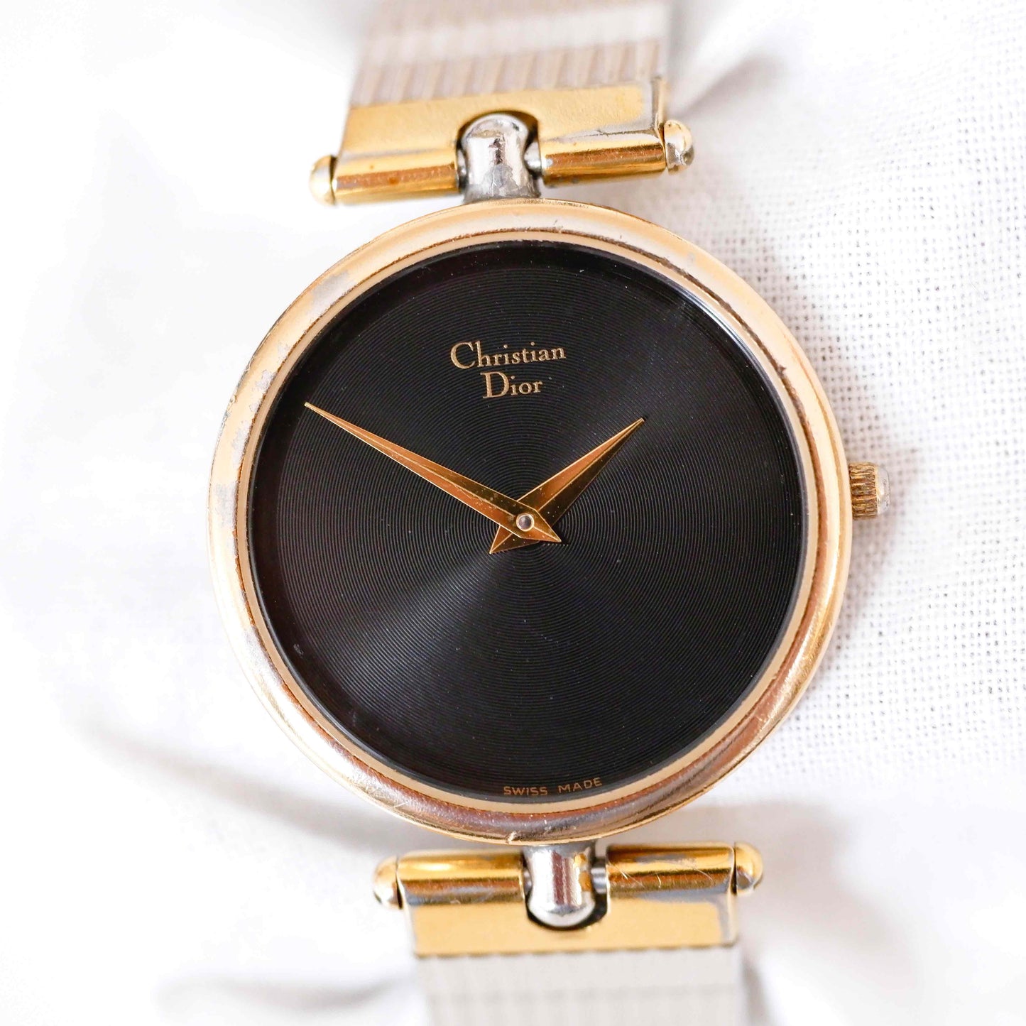 Christian Dior Watch: Ladies 80s Golden Two Tone Iconic with Black Dial |Second Front Side