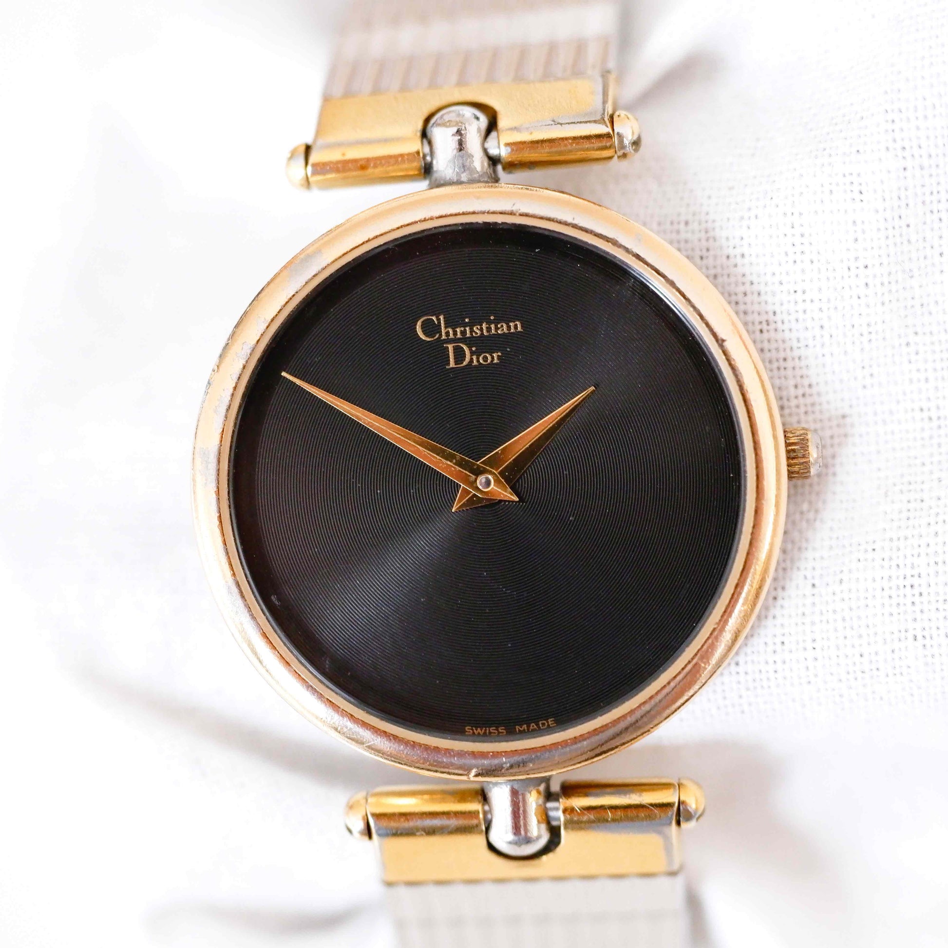 Christian Dior Watch: Ladies 80s Golden Two Tone Iconic with Black Dial |Second Front Side