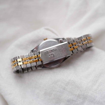 Seiko Baby Oak: Ladies Vintage 80s Two-Tone Structured Gold Dial