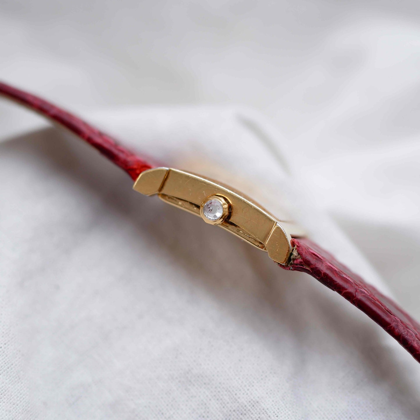 B and B Tank Watch: Vintage Ladies 90s Golden White Dial Roman Numerals