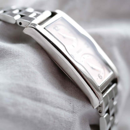 Seiko Dual Time: Vintage Ladies Watch 90s Rose Stripe Dial