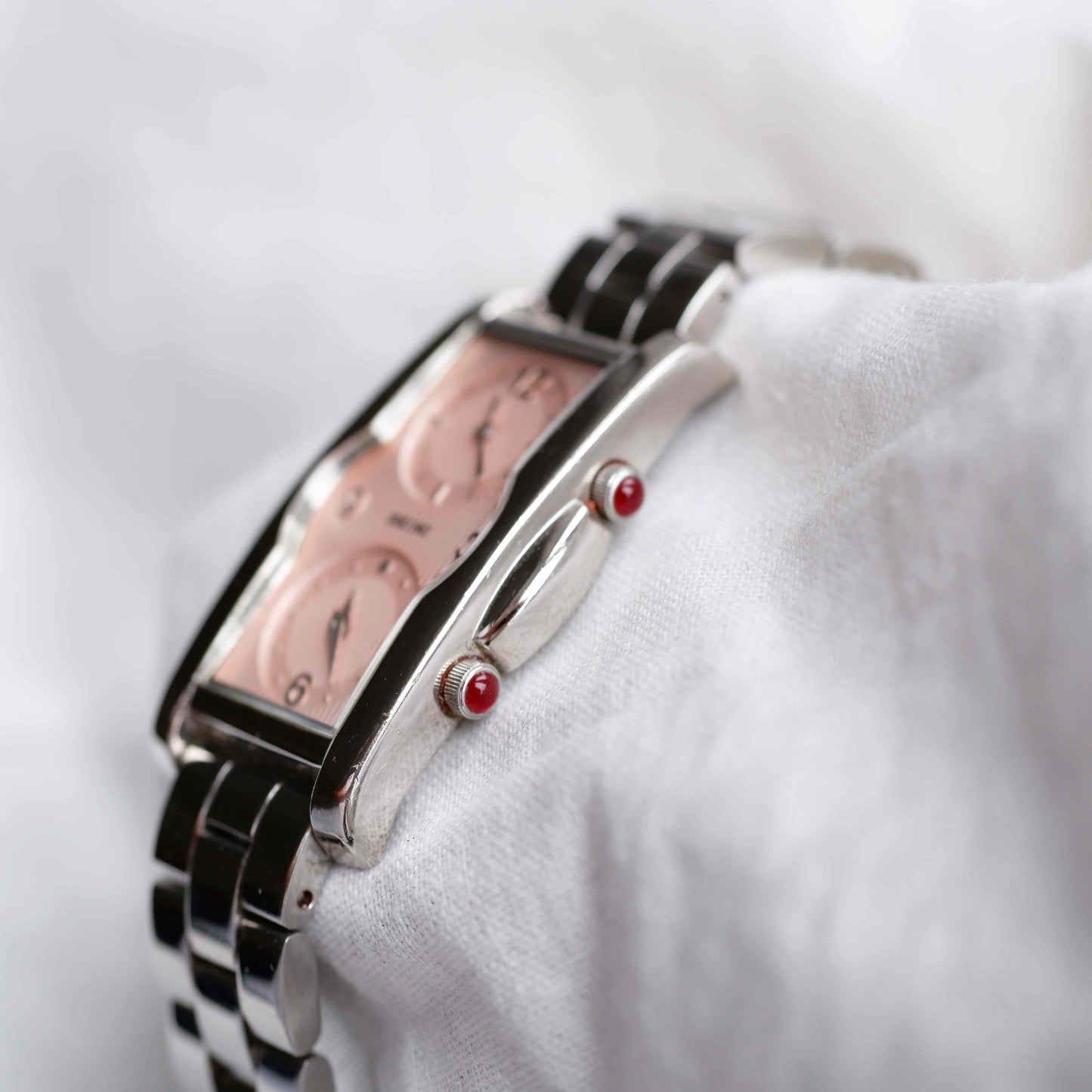 Seiko Dual Time: Vintage Ladies Watch 90s Rose Stripe Dial