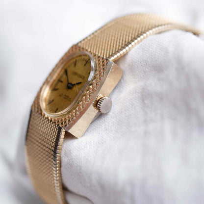 Carronade Cocktail Watch: Vintage Ladies 60s Golden Mechanical with diamond-textured Bezel