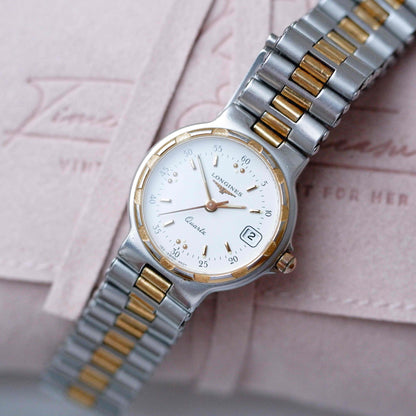 Longines Conquest Classic: Dainty Ladies 80s Two Tone Golden with White Dial