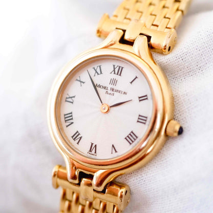 Michel Herbelin Cocktail: Vintage Ladies Watch 90s Golden Roman White Dial