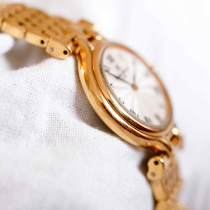 Michel Herbelin Cocktail: Vintage Ladies Watch 90s Golden Roman White Dial