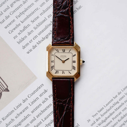 Oriosa Tank Watch: Vintage Ladies 60s Golden Mechanical with Roman Numerals