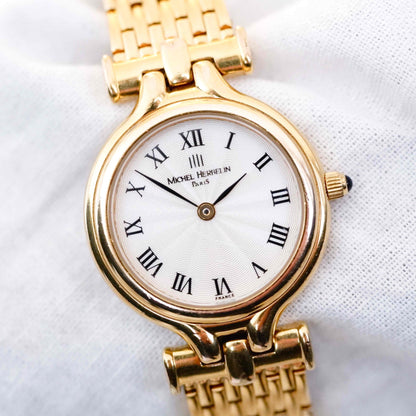 Michel Herbelin Cocktail: Vintage Ladies Watch 90s Golden Roman White Dial