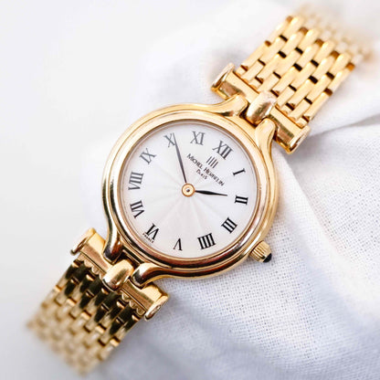 Michel Herbelin Cocktail: Vintage Ladies Watch 90s Golden Roman White Dial