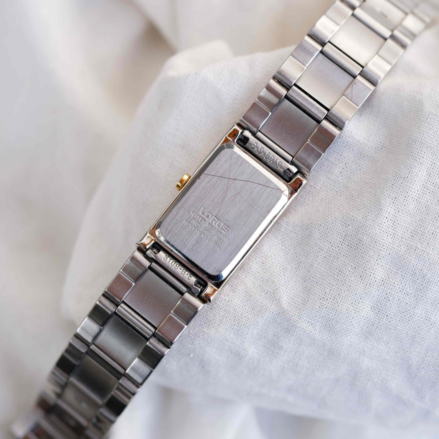Lorus Vintage Watch: Ladies 90s Golden Two Tone Rectangular Style