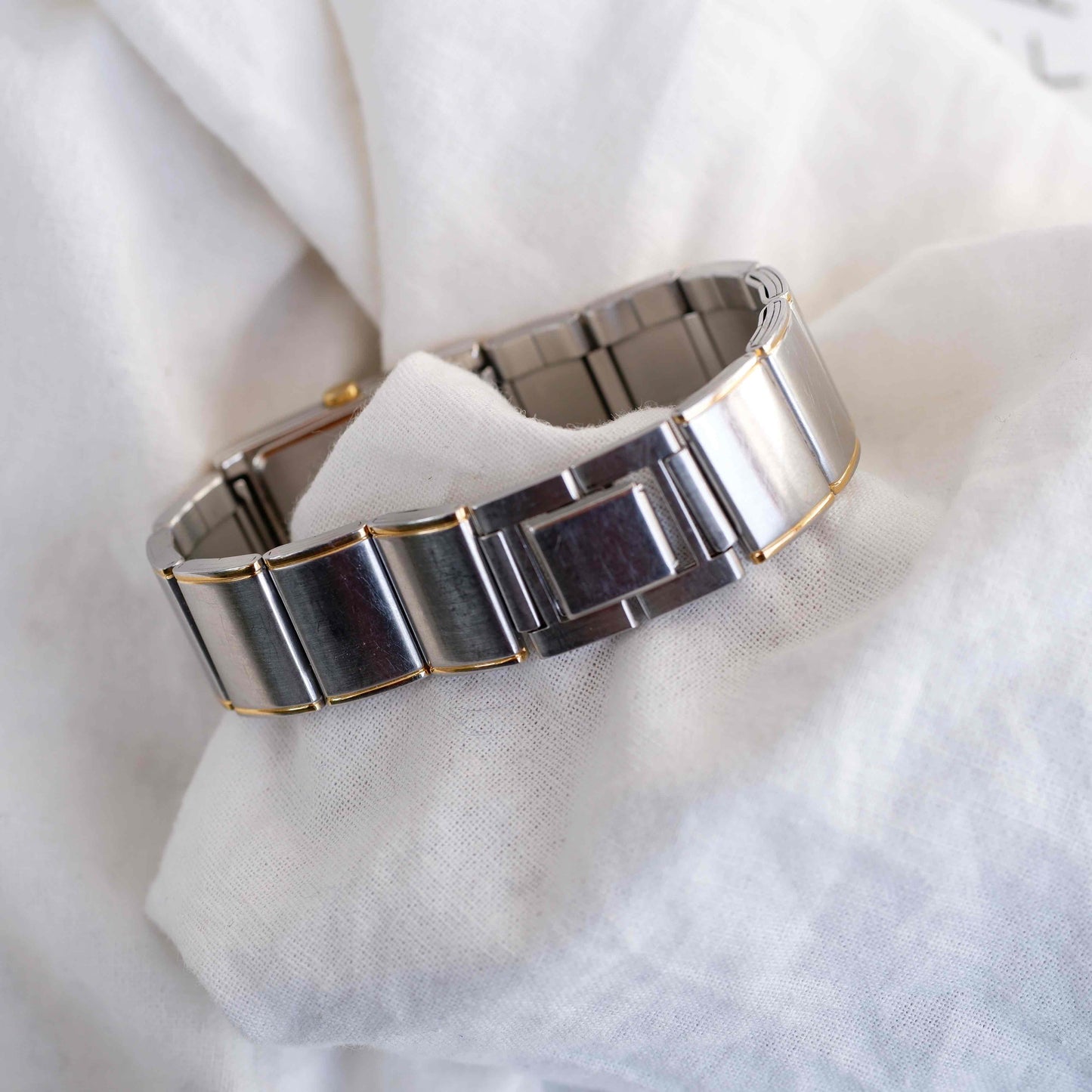 Lorus Vintage Watch: Ladies 90s Golden Two Tone Rectangular Style