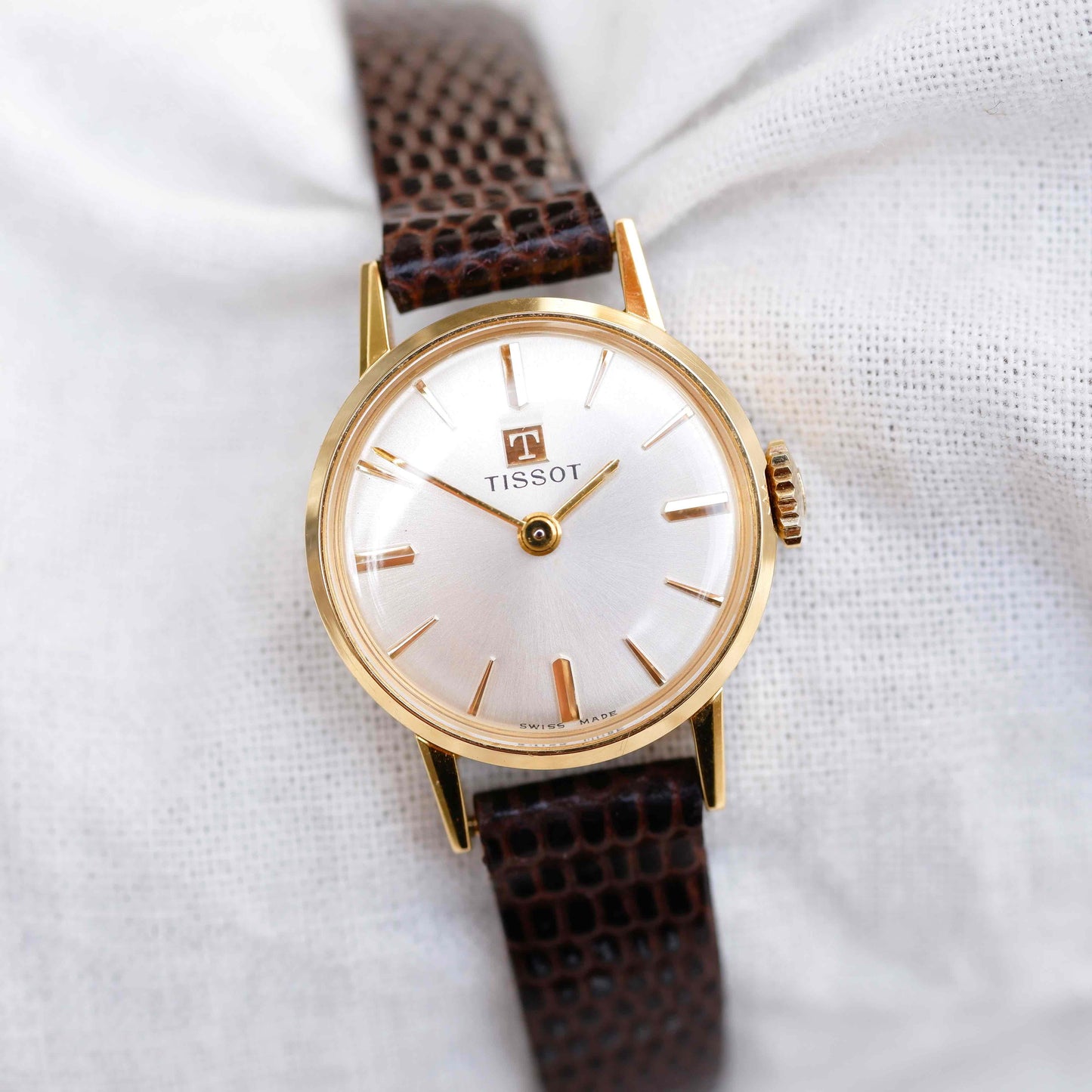 Tissot Cocktail Watch: Ladies 80s Mechanical Golden Iconic with Sunburst Dial
