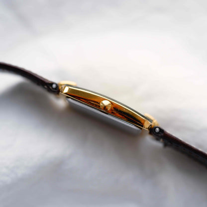 Gamundia Tank Watch: Vintage Ladies 90s Gold with Champagne Dial