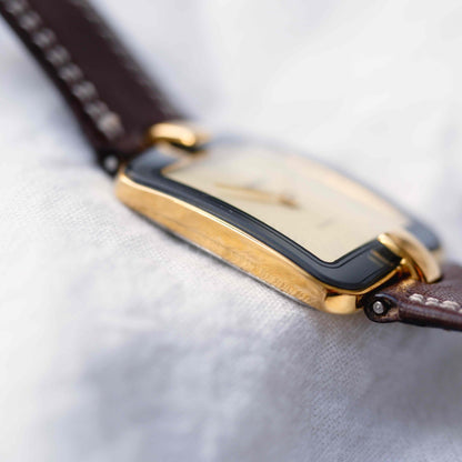 Gamundia Tank Watch: Vintage Ladies 90s Gold with Champagne Dial