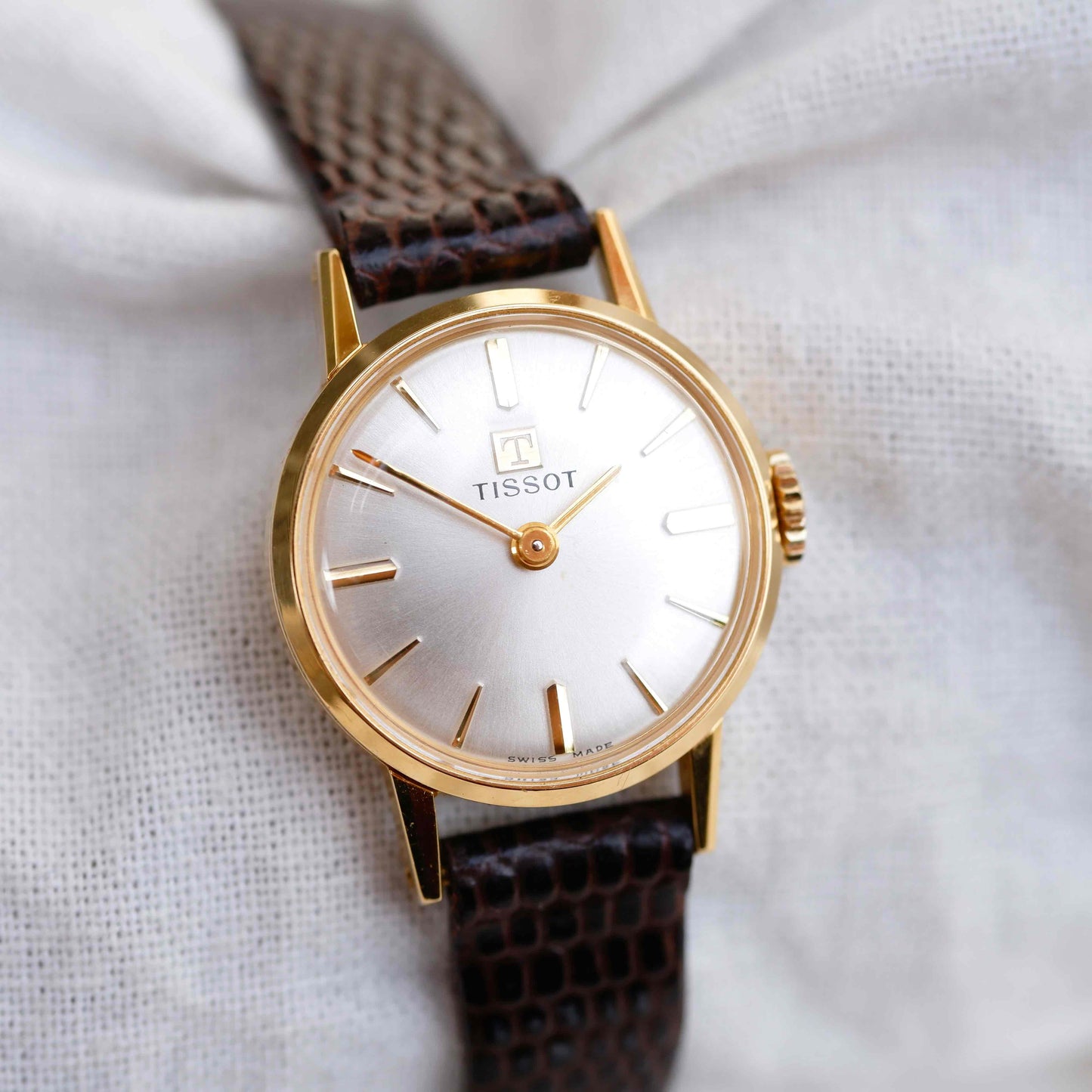 Tissot Cocktail Watch: Ladies 80s Mechanical Golden Iconic with Sunburst Dial