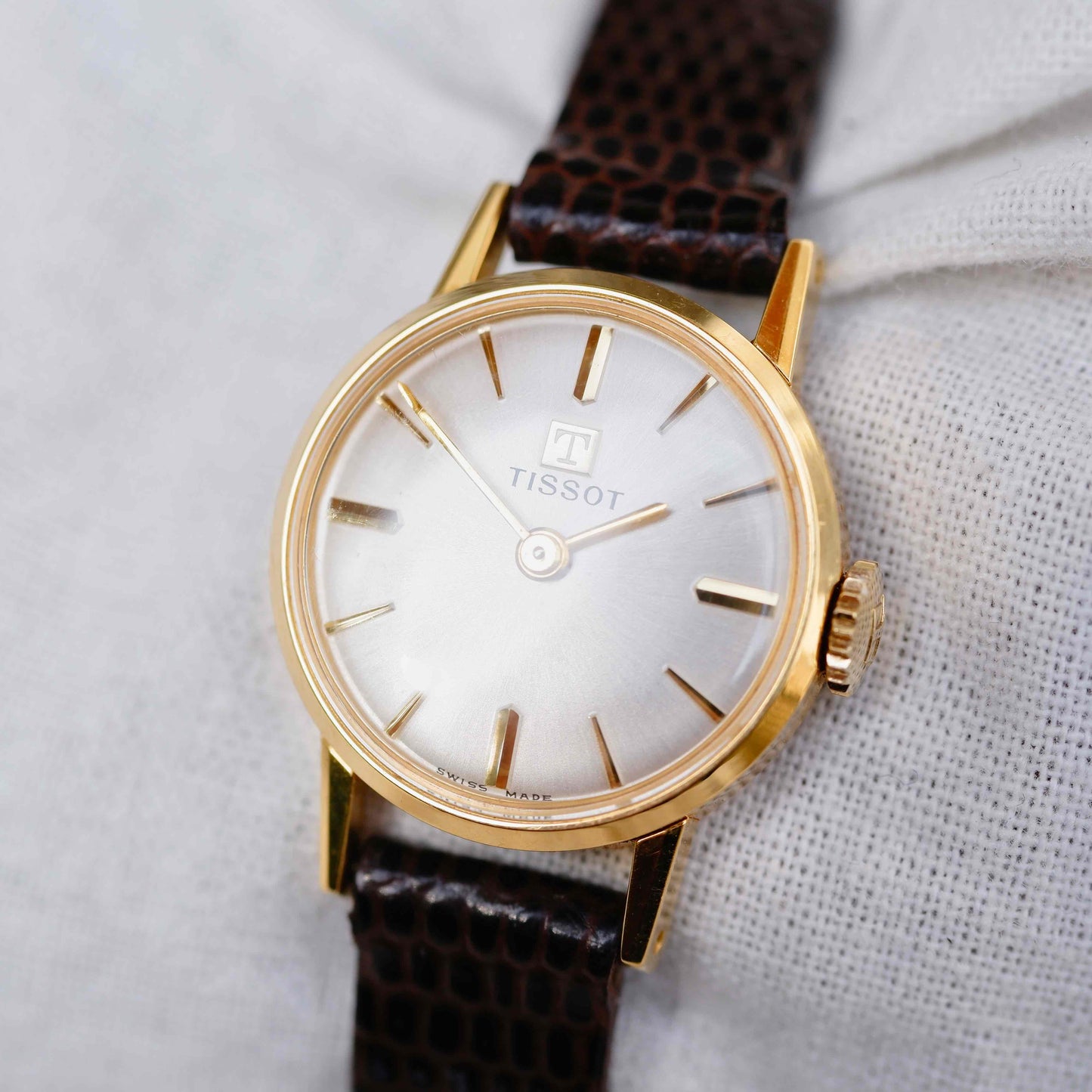 Tissot Cocktail Watch: Ladies 80s Mechanical Golden Iconic with Sunburst Dial