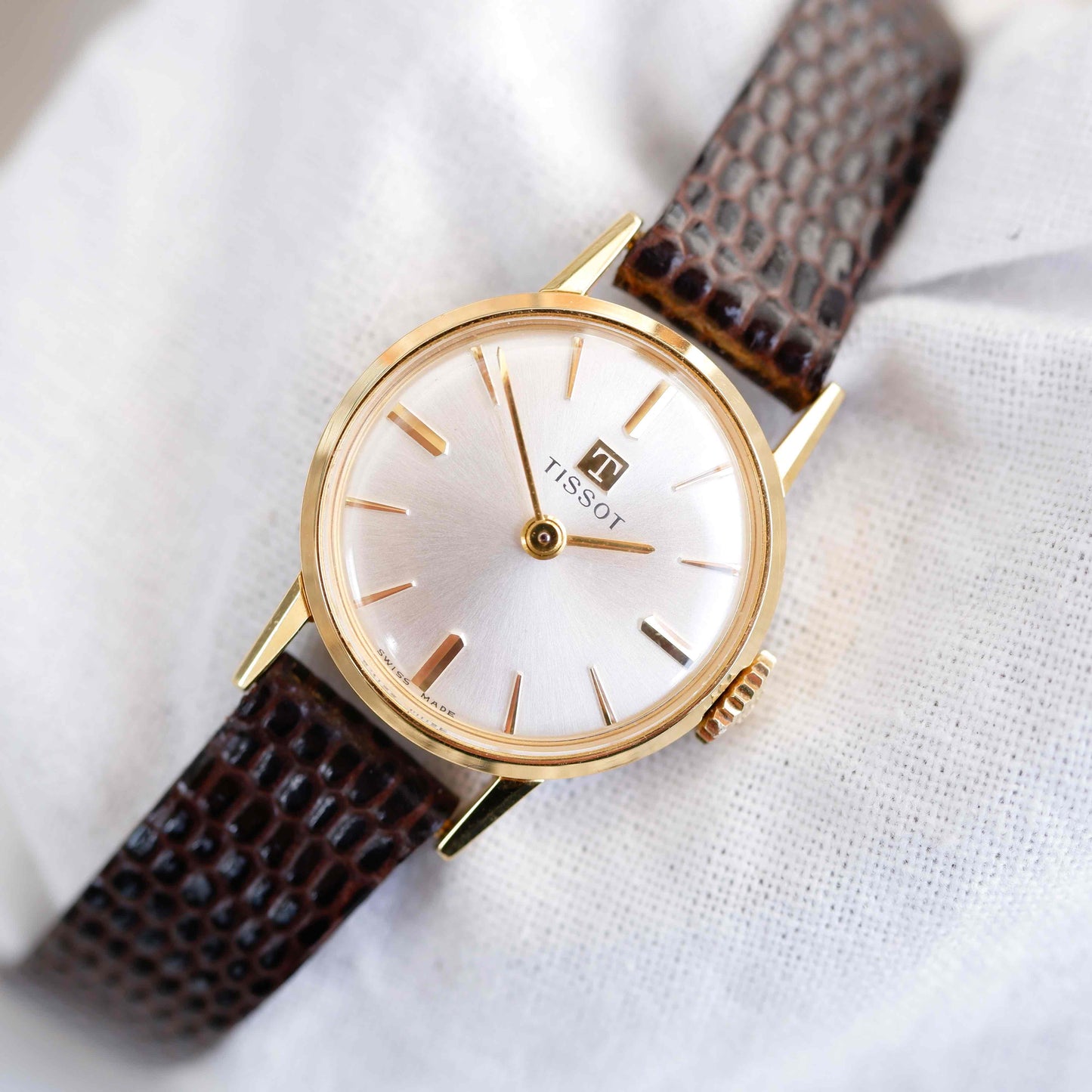 Tissot Cocktail Watch: Ladies 80s Mechanical Golden Iconic with Sunburst Dial