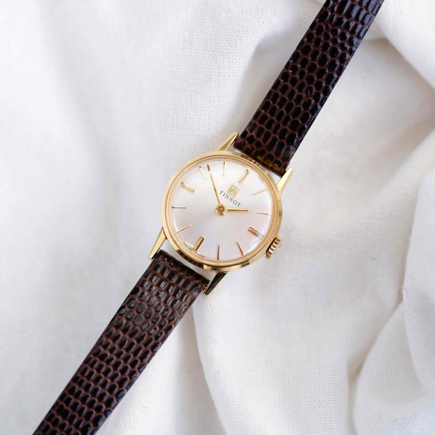 Tissot Cocktail Watch: Ladies 80s Mechanical Golden Iconic with Sunburst Dial