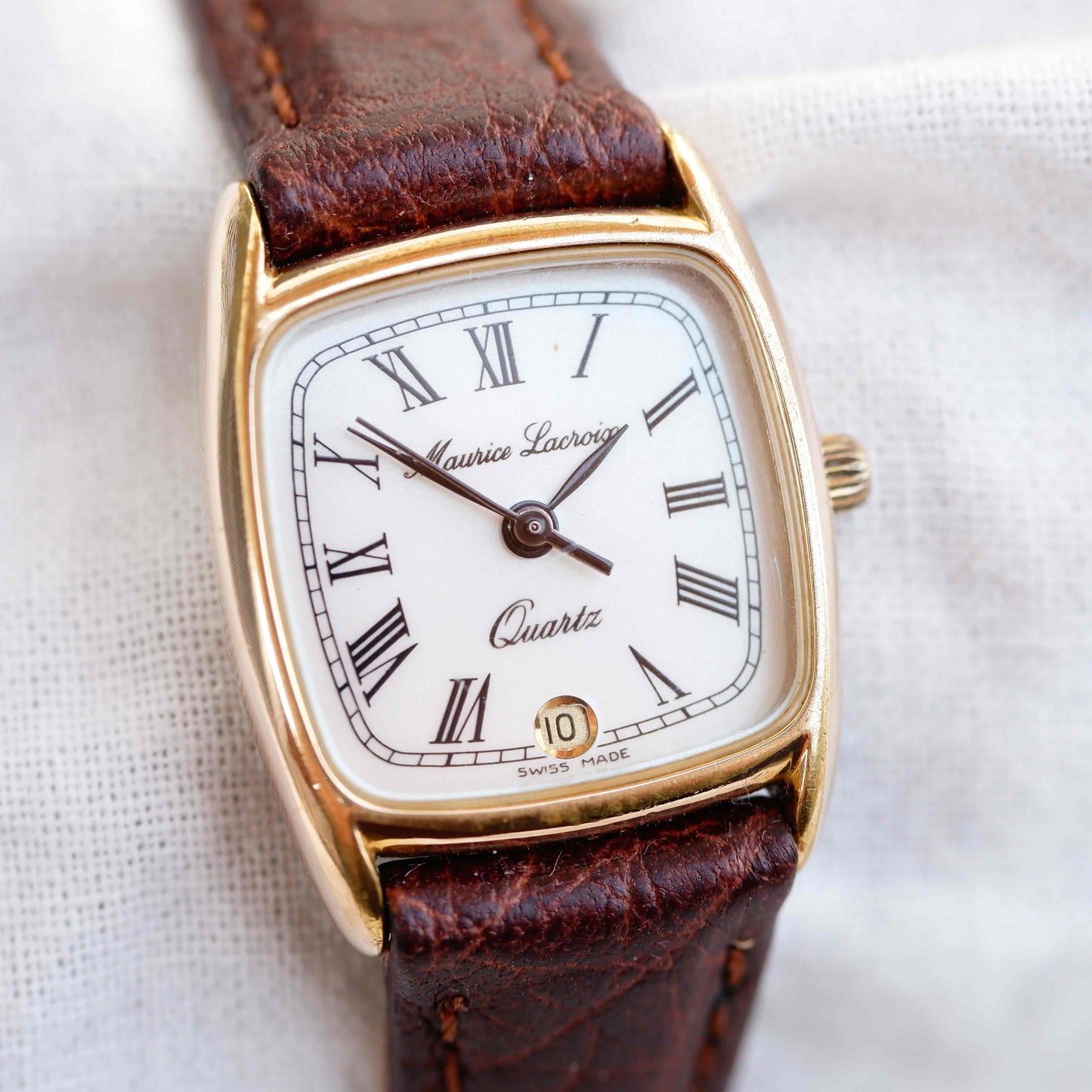 Maurice Lacroix Tank: Vintage Ladies Watch 90s Golden Roman Numerals