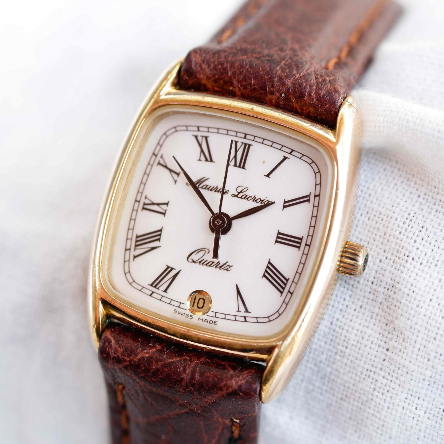 Maurice Lacroix Tank: Vintage Ladies Watch 90s Golden Roman Numerals