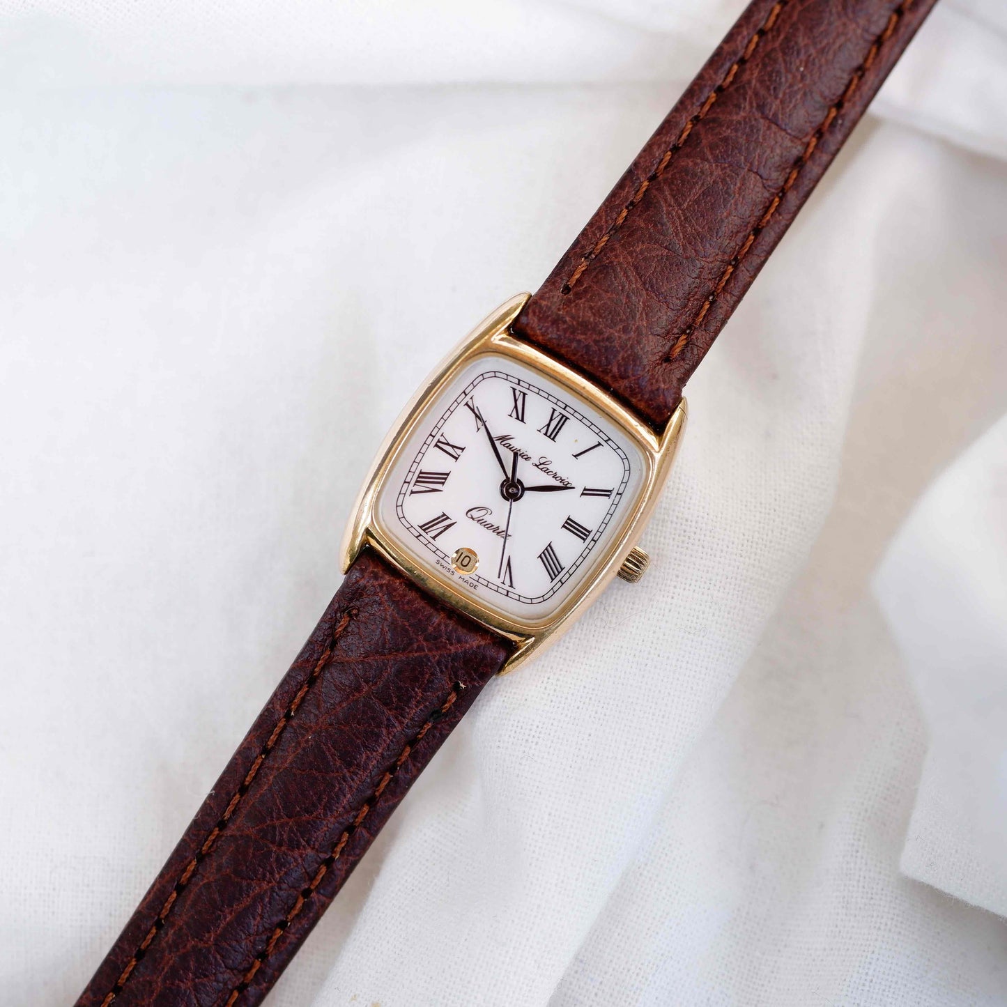 Maurice Lacroix Tank: Vintage Ladies Watch 90s Golden Roman Numerals