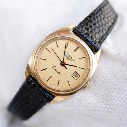 Longines Vintage Watch: Ladies 80s Golden with Champagne Dial