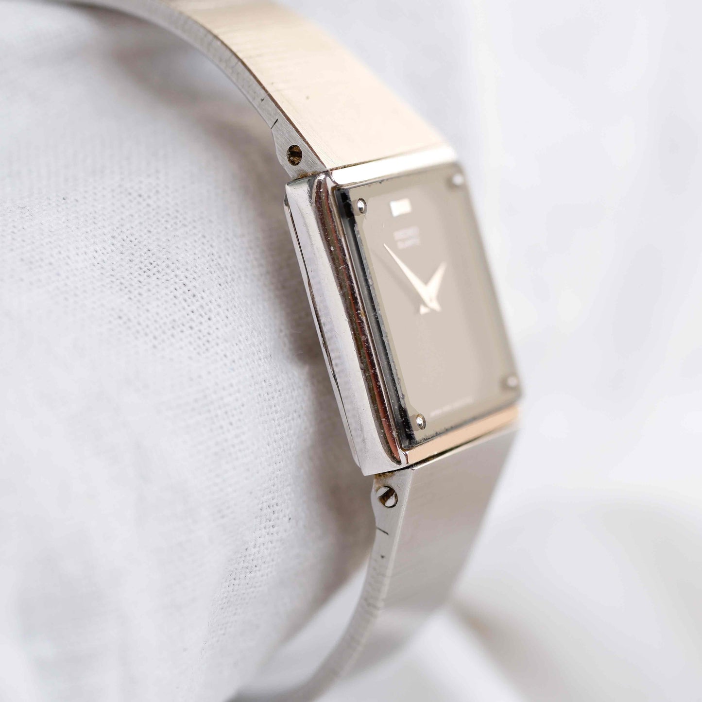 Seiko Tank Watch: Ladies Vintage 80s Modernism Midnight Blue Dial
