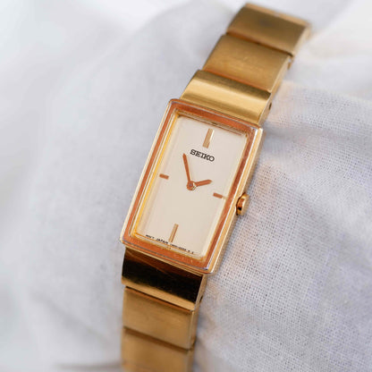Seiko Vintage Watch: Ladies Tank 80s Golden Dainty with Champagne Dial