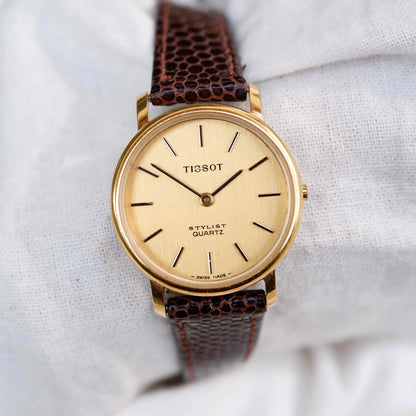 Tissot Vintage Watch: Ladies 90s Golden Iconic with Champagne Dial