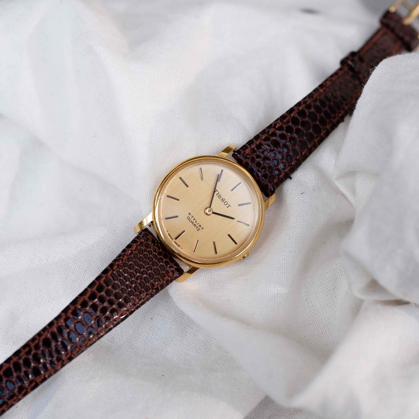 Tissot Vintage Watch: Ladies 90s Golden Iconic with Champagne Dial