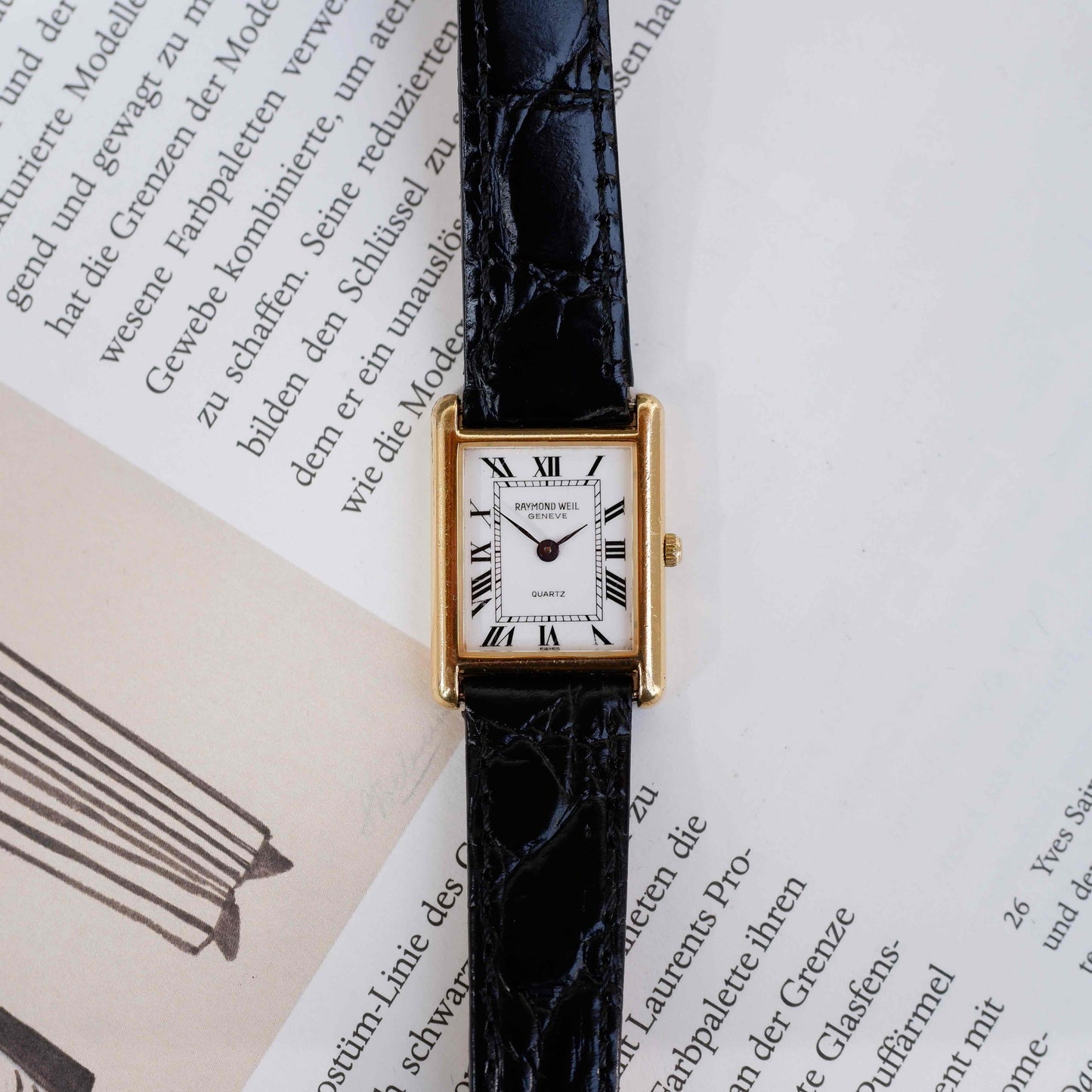 Raymond Weil Tank: Vintage Ladies Watch 90s Golden Rectangular Style with Roman Numerals