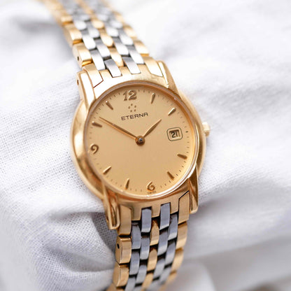 Eterna Vintage Watch: Ladies 90s Two Tone Icon with Champagne Dial