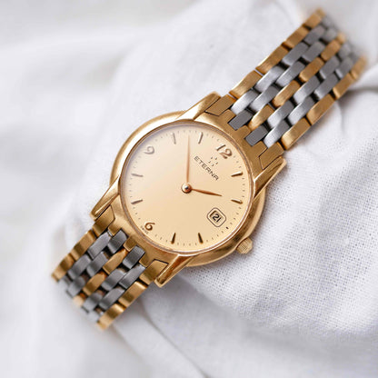 Eterna Vintage Watch: Ladies 90s Two Tone Icon with Champagne Dial