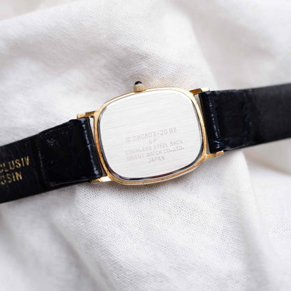 Orient Tank Watch: Ladies 80s Golden Classic Black Roman Dial