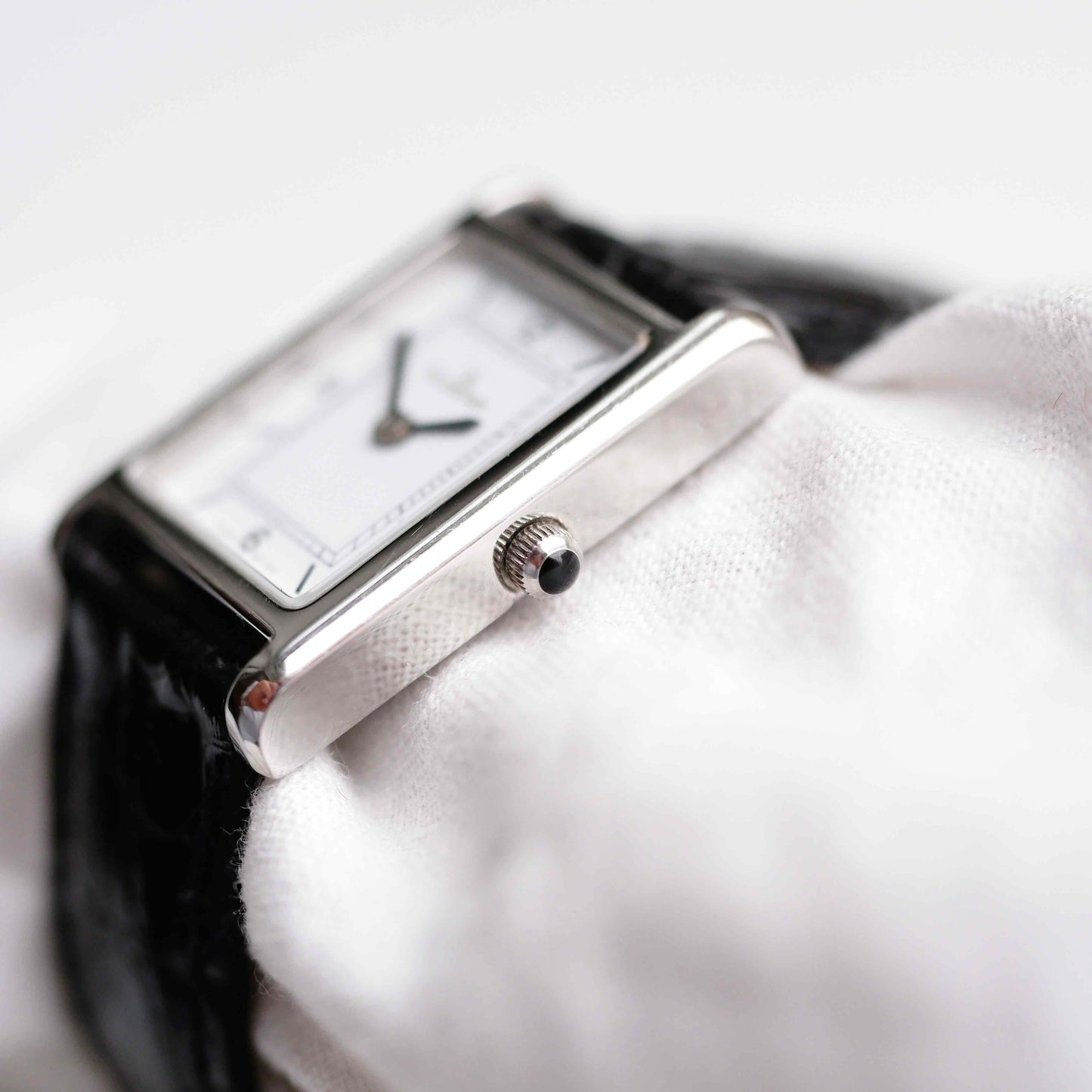 Dugena Tank: Vintage Ladies Watch 00s Silver Rectangular Style White Dial