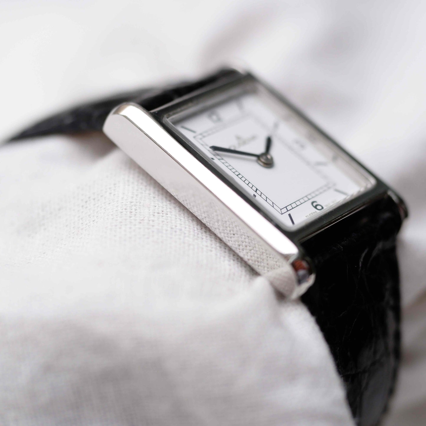 Dugena Tank: Vintage Ladies Watch 00s Silver Rectangular Style White Dial