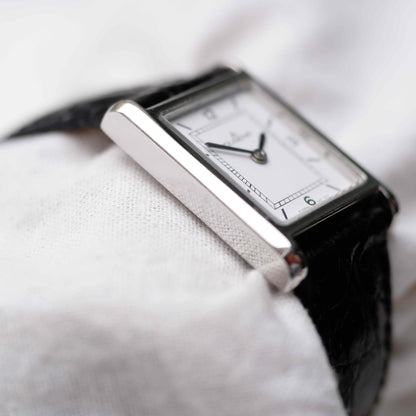 Dugena Tank: Vintage Ladies Watch 00s Silver Rectangular Style White Dial