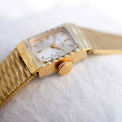 Bifora Cocktail Watch: Mid-Century Ladies 60s Mechanical Golden White Sunburst Dial