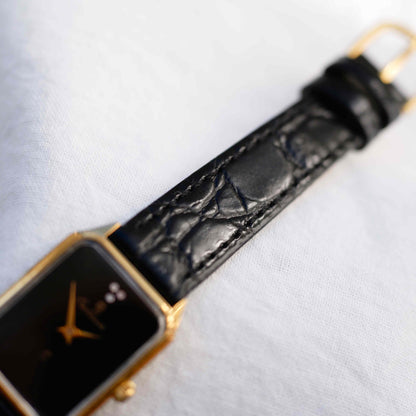 Osco Tank Watch: Vintage Ladies 80s Golden Rectangular with White Structured Dial