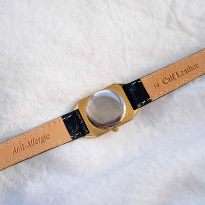 Osco Tank Watch: Vintage Ladies 80s Golden Rectangular with White Structured Dial